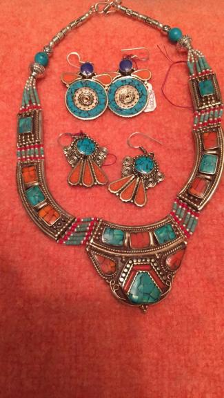 Silver, turquoise, coral and lapis necklaces . for sale in Brownstown PA