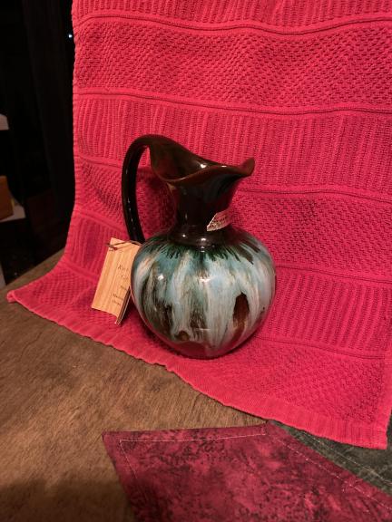 Teal & Brown glaze ceramic pitcher for sale in York PA