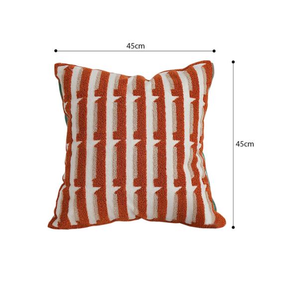 SOGA 2X 45cm Rust Orange & Off-White Striped Polyester Decorative Pillowcase
